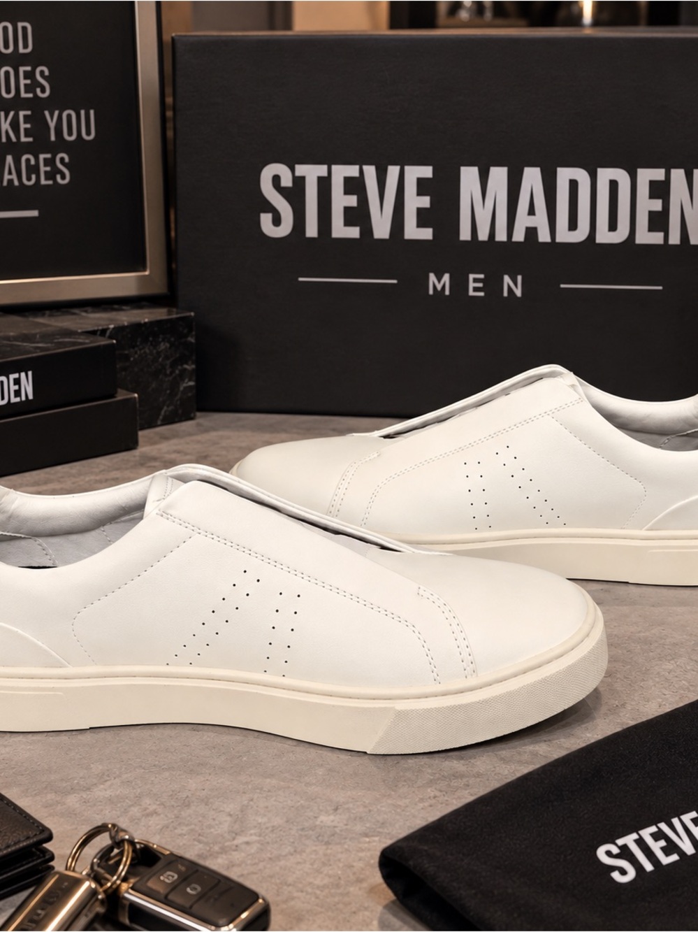 Steve Madden Men’s White Slip-On Sneakers